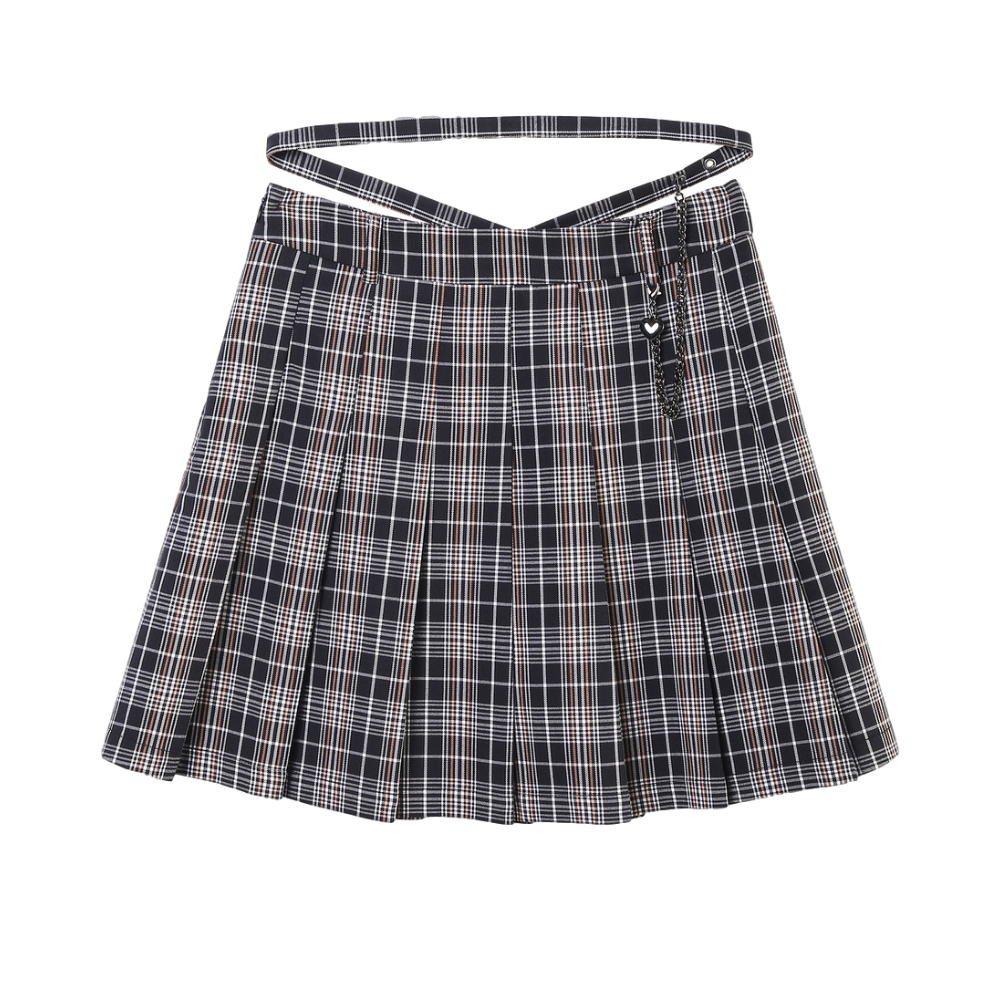 太平鸟 时尚格纹百褶裙 女装 A1GEB2A02