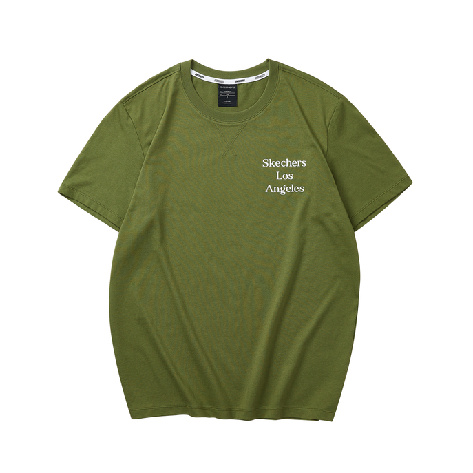 Skechers 英文印花圆领透气短袖T恤 男女同款 L121M206