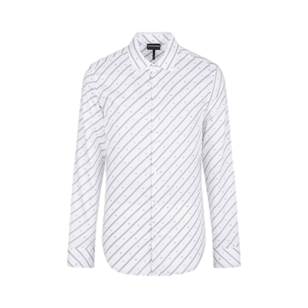 Armani 斜条纹棉质长袖衬衫 3K1CC11NXTZ