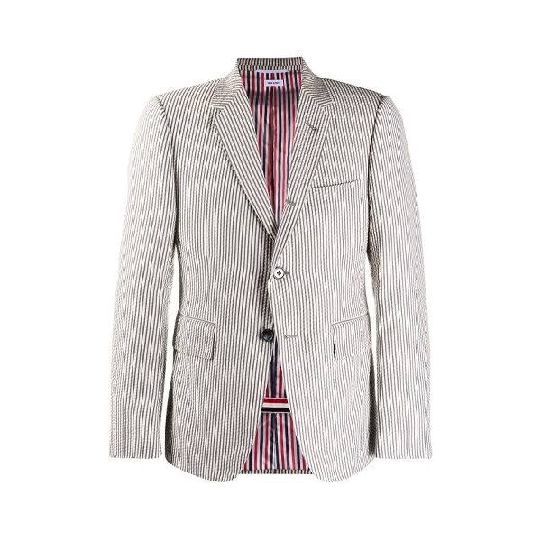 THOM BROWNE 双开衩单排扣泡泡羊毛西装