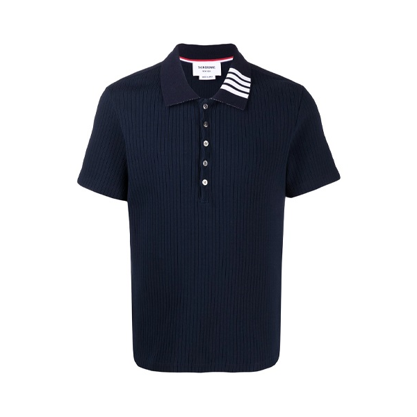 THOM BROWNE 罗纹条纹短袖polo衬衫 MJP116A07063