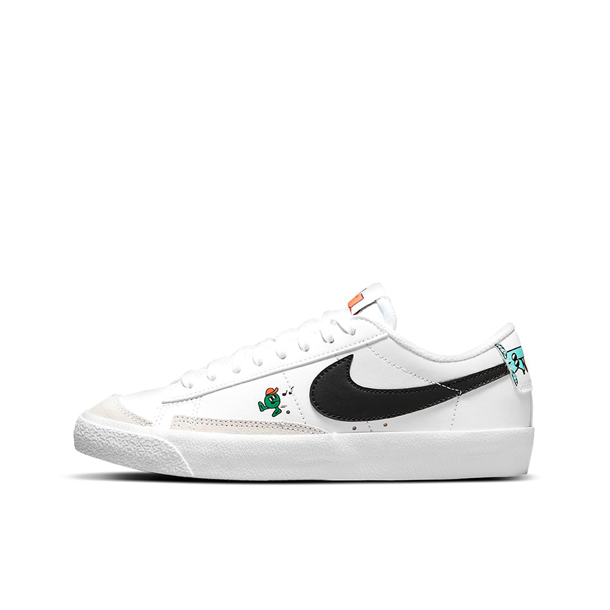 推荐商品：Nike Blazer 板鞋 经典复古防滑舒适百搭 GS/黑色/白色/卡通印花