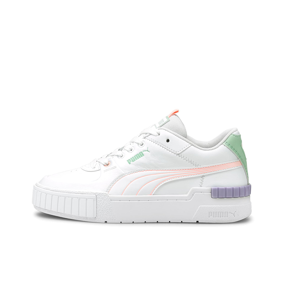 推荐商品：Puma/彪马 Cali 板鞋 时尚复古减震回弹增高防滑耐磨舒适透气厚底 白绿紫