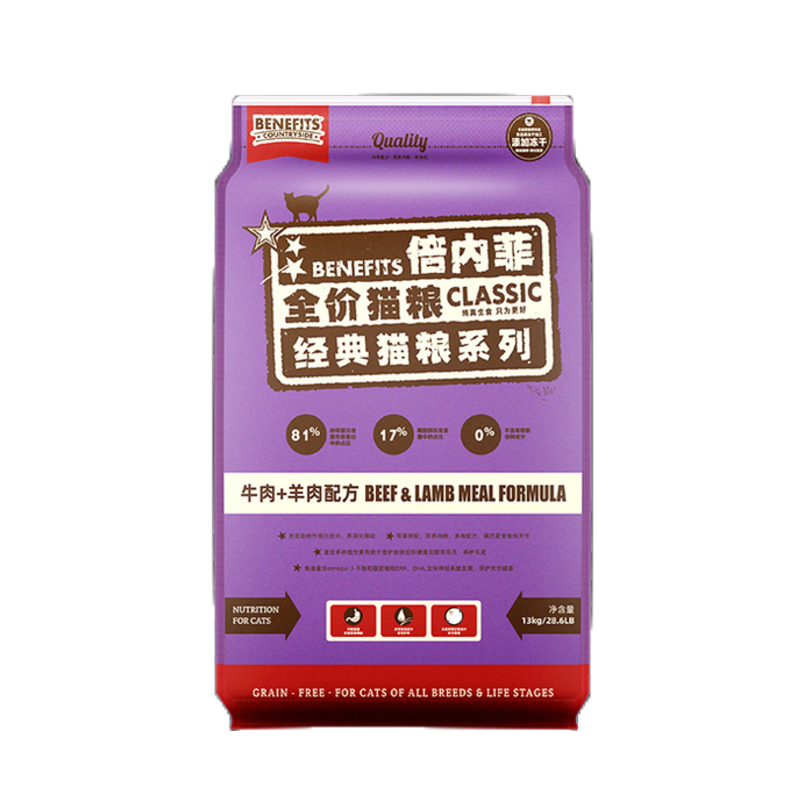推荐商品：benefits/倍内菲 繁育牛羊肉 全阶段无谷猫粮