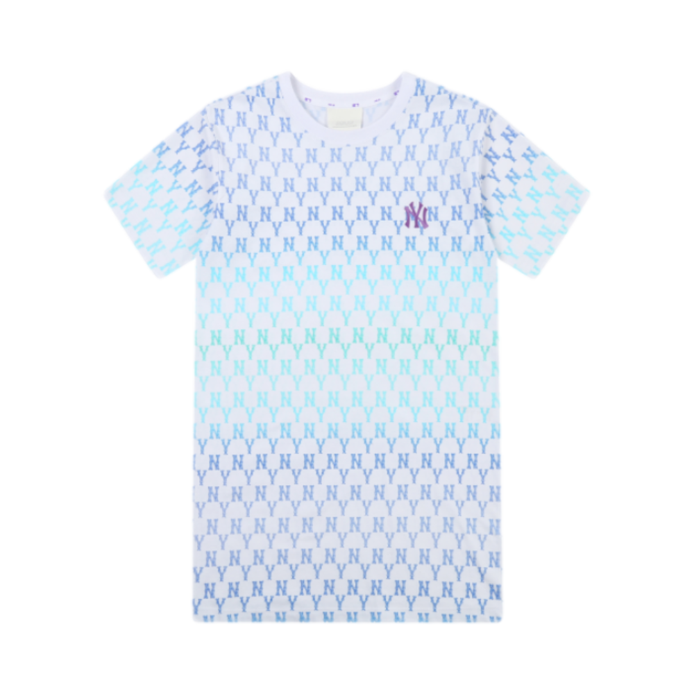 MLB 人 鱼渐变色老花满印ins风短袖圆领连衣裙 女装 31OP13131