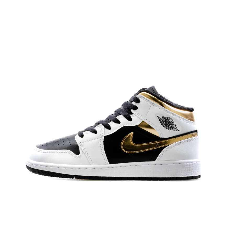 推荐商品：Air Jordan 1 板鞋 运动休闲鞋 复古潮流支撑合成革 White Gold 中帮/GS/白黑金