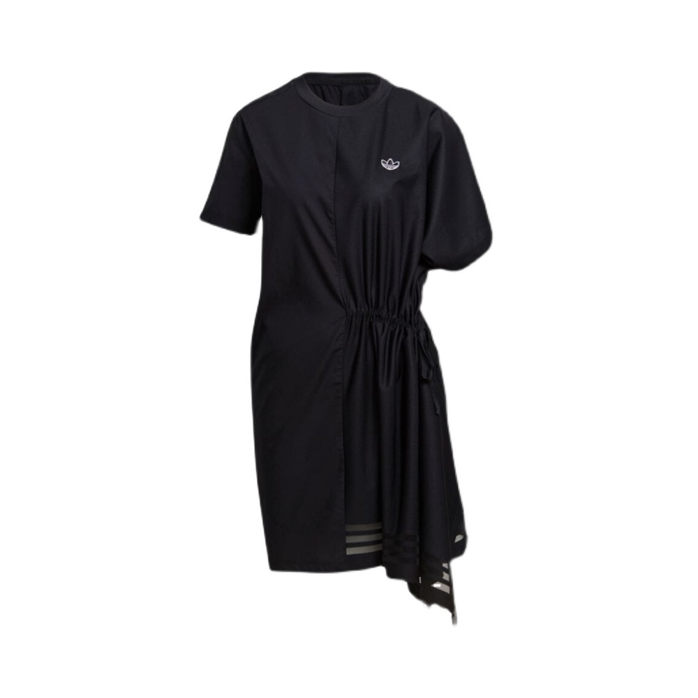 adidas Originals 三叶草 不规则拼接抽绳短袖连衣裙 GN3273