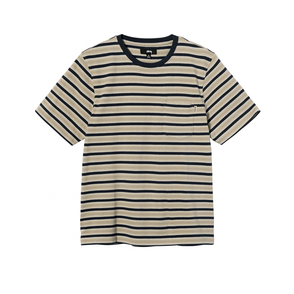 Stussy 条纹圆领短袖T恤 男女同款