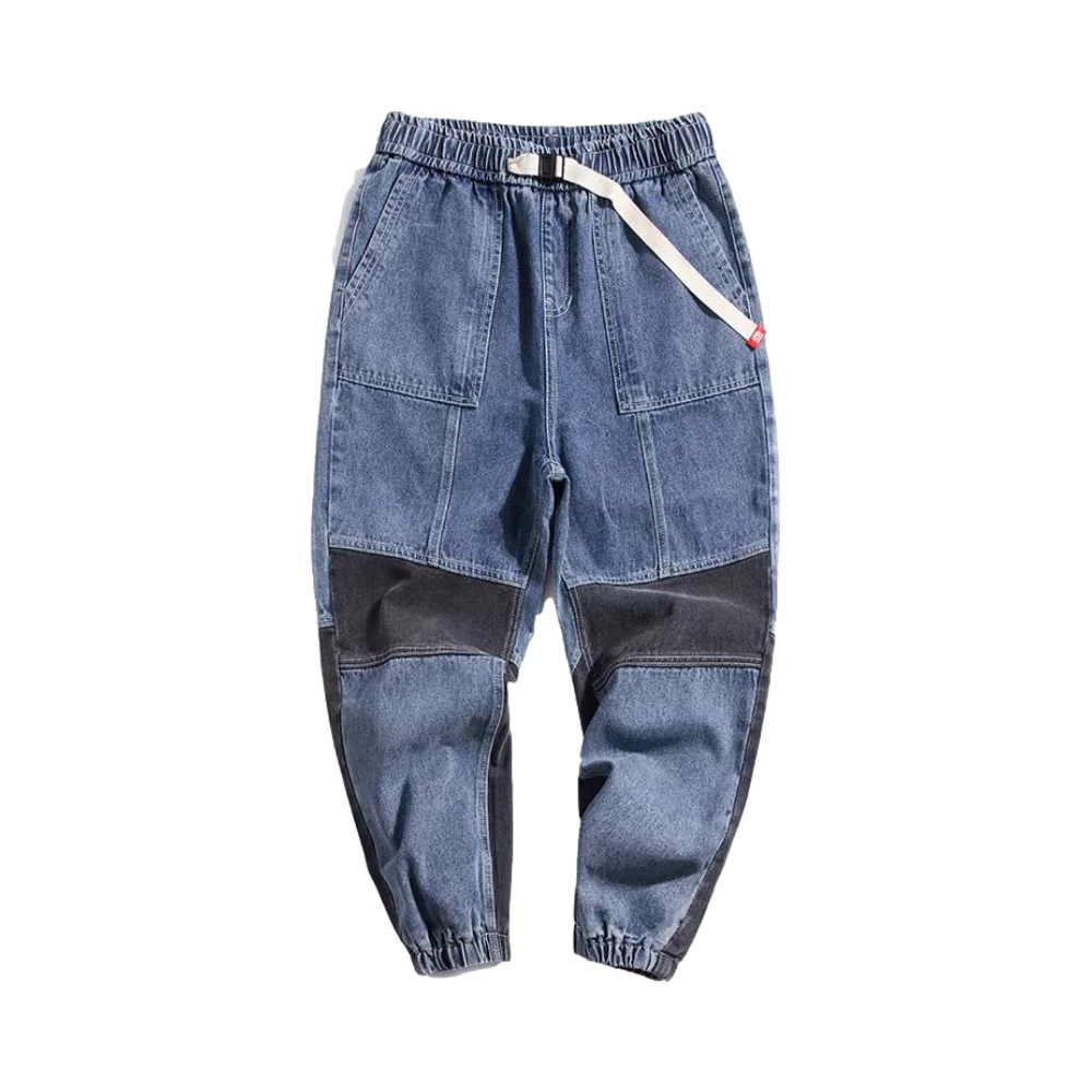 ECKO 撞色拼接水洗束脚牛仔长裤 男款 BUU020