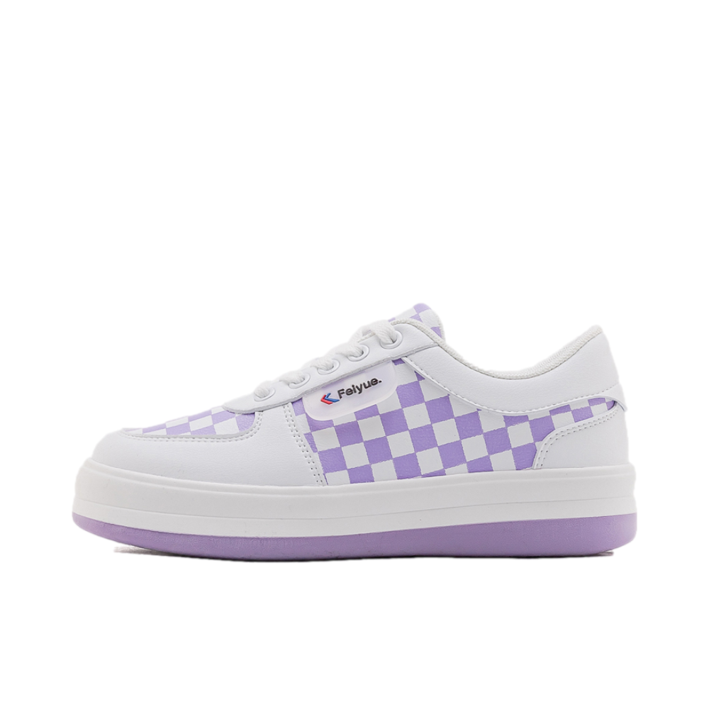推荐商品：Feiyue/飞跃 皮面厚底  帆布鞋  FXY-263N 白紫