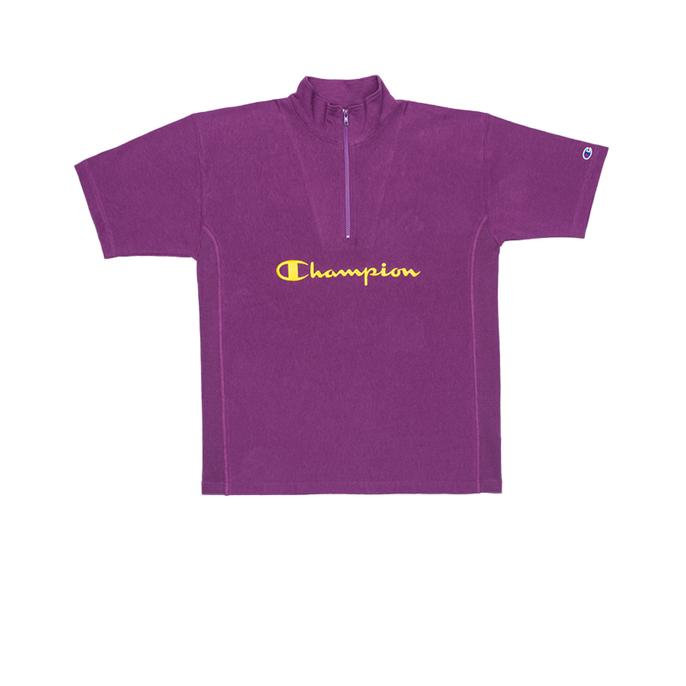 Champion 半拉链草写Logo短袖T恤