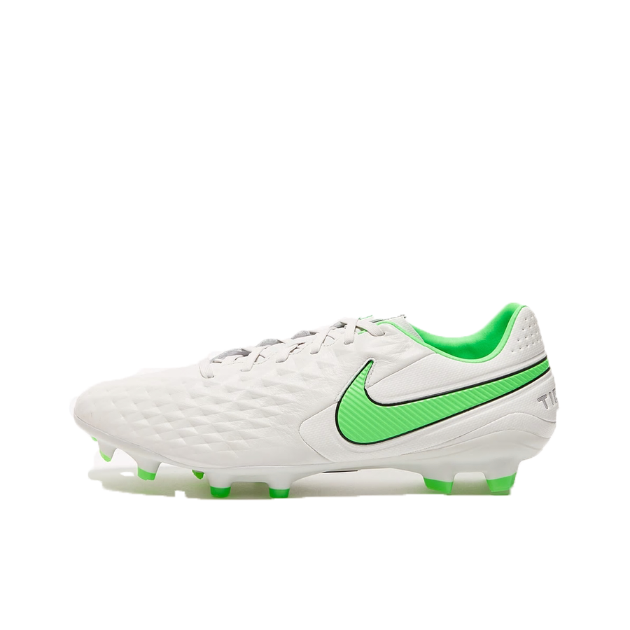 推荐商品：Nike Tiempo Legend VIII Pro TF 次顶级 短钉 硬天然草场 足球鞋 白色/绿色