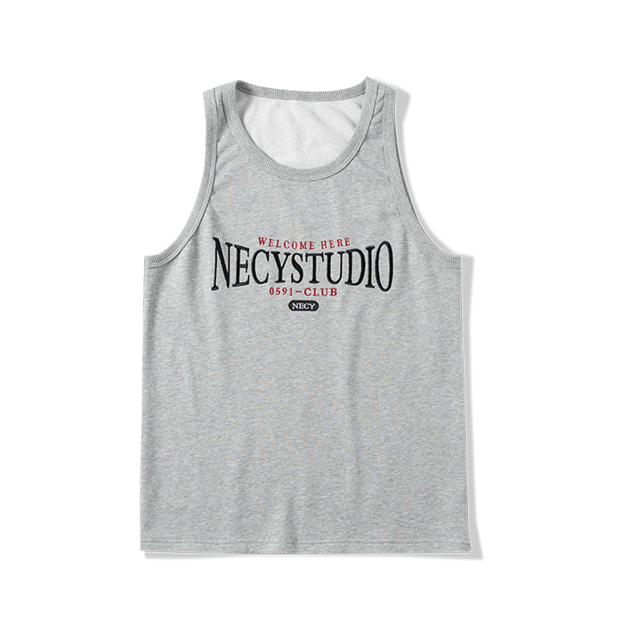 NECY 字母大刺绣简约无袖背心 男女同款