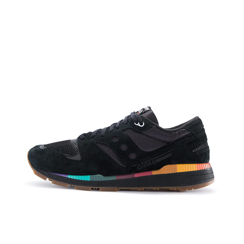 推荐商品：Saucony/索康尼 Azura 防滑耐磨 透气 轻量缓震 复古百搭 网布 织物 合成革 跑鞋 黑色/黄色