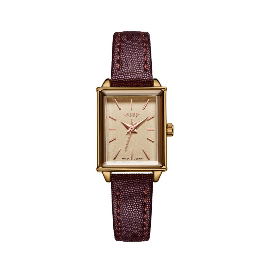 推荐商品：Julius/聚利时 小巧防水咖啡色方形石英电子动能女表 JA-787