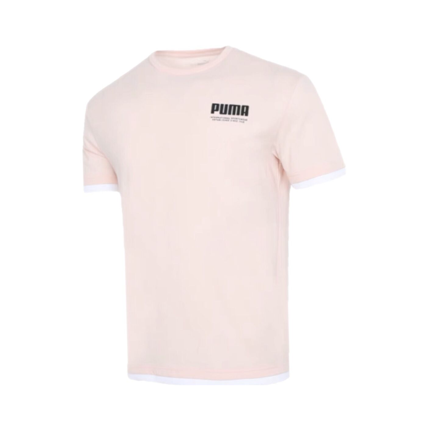 Puma 假两件圆领宽松字母印花透气运动短袖T恤 845862