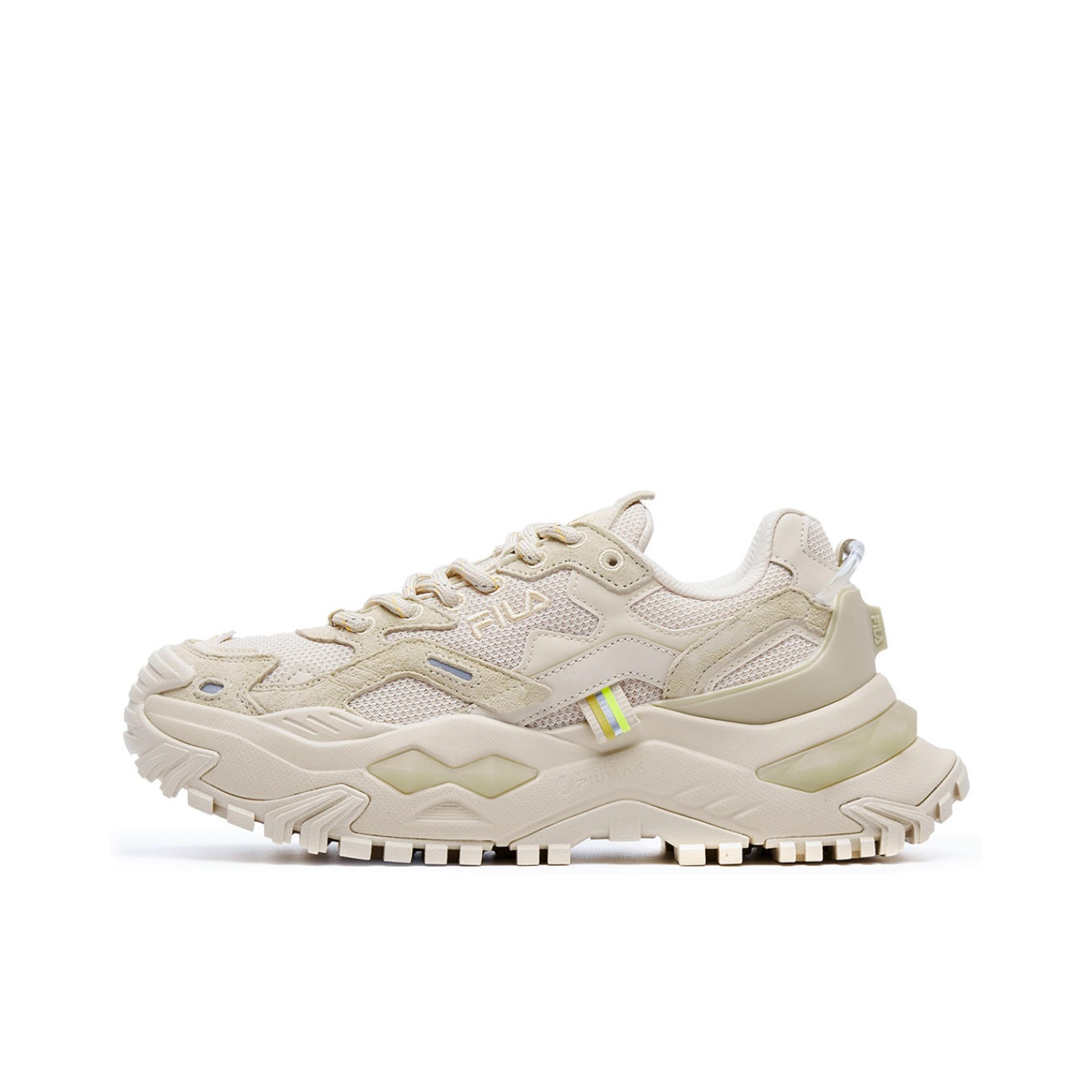 推荐商品：FILA/斐乐 Bianco 硬糖 厚底 防滑耐磨 减震透气 增高鞋 老爹鞋 女款/夏威夷果黄