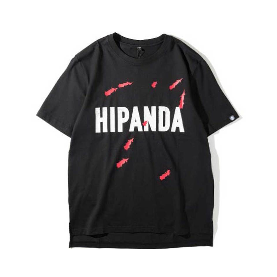 HIPANDA 爪迹字母休闲圆领情侣短袖打底衫T恤 男女同款 0181111273