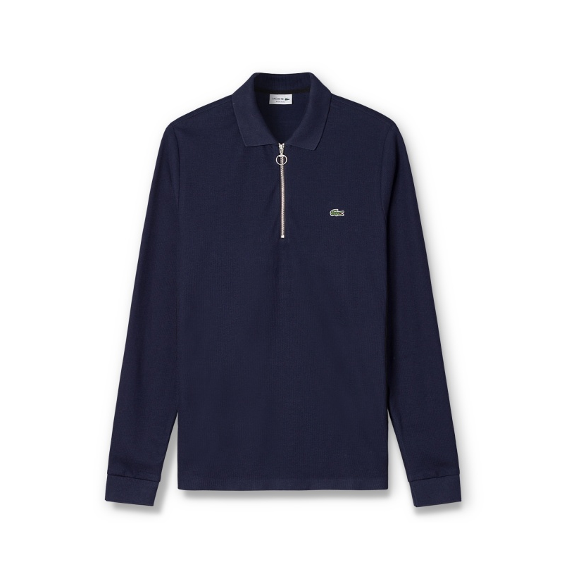 【王一博同款】LACOSTE 半拉链套头衫翻领长袖Polo衫 PH7141K2