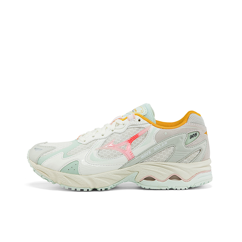 推荐商品：Mizuno/美津浓 Wave Solar 防滑耐磨 健身训练 缓震回弹 网布透气 织物 运动休闲鞋 白色/冰蓝/浅樱粉