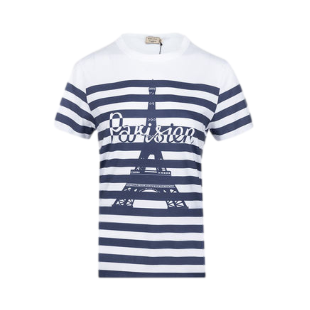 Maison Kitsune 埃菲尔铁塔字母印花全棉短袖T恤 男女同款 KIGW00133KJ0010BAS