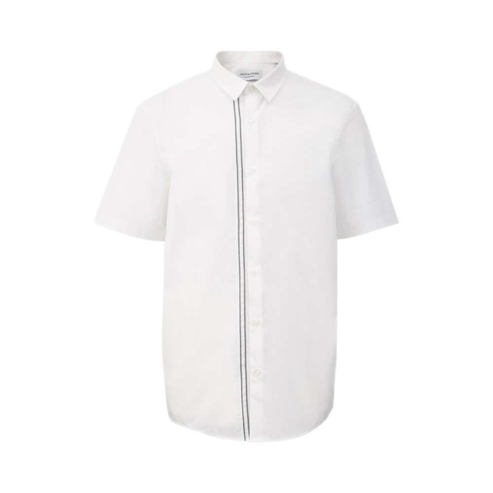 JACK JONES 条纹图案翻领短袖衬衫 221204021YS