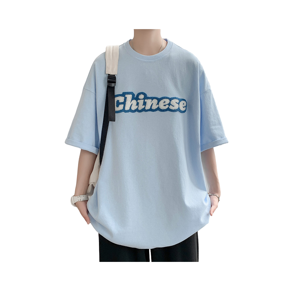 胖胖哥 绣花港风情侣宽松短袖T恤