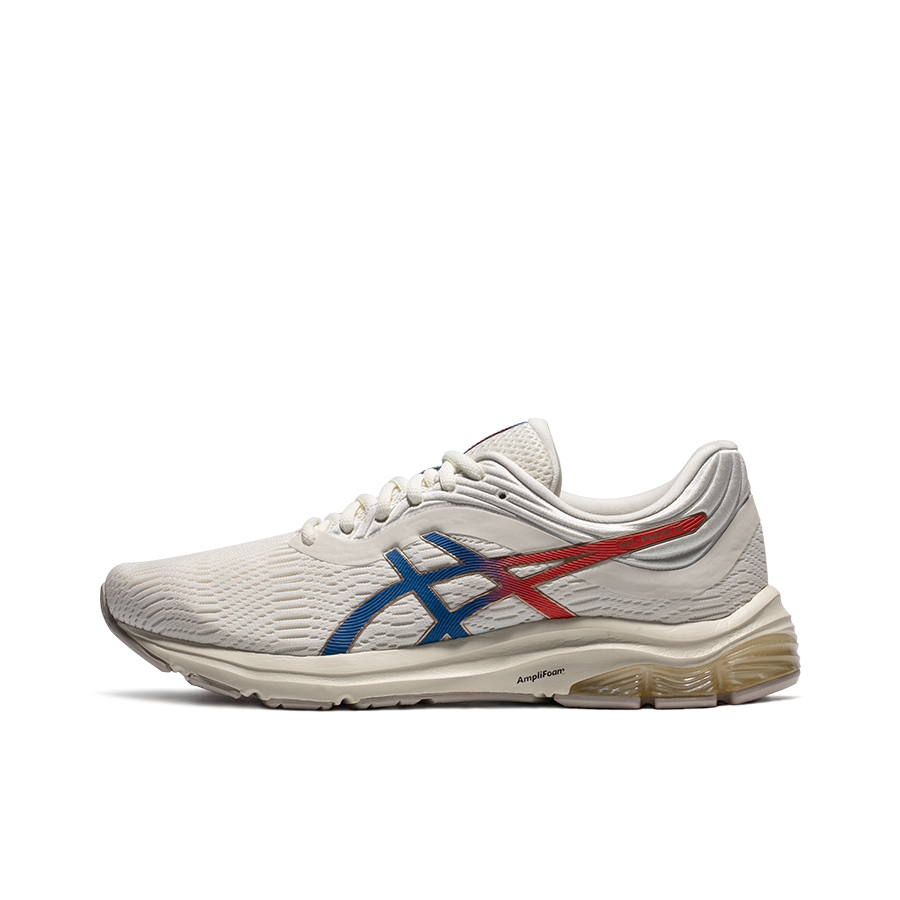 推荐商品：Asics/亚瑟士 Gel-Pulse 11 跑鞋 灵敏网面透气减震包裹性回弹舒适防滑耐磨合成革短跑 白色/蓝色/红色