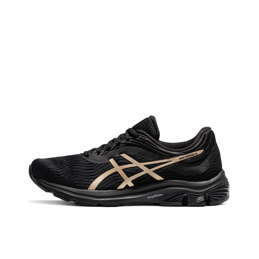 推荐商品：Asics/亚瑟士 Gel-Pulse 11 跑鞋 灵敏网面透气减震包裹性回弹舒适防滑耐磨合成革短跑 黑色/金色