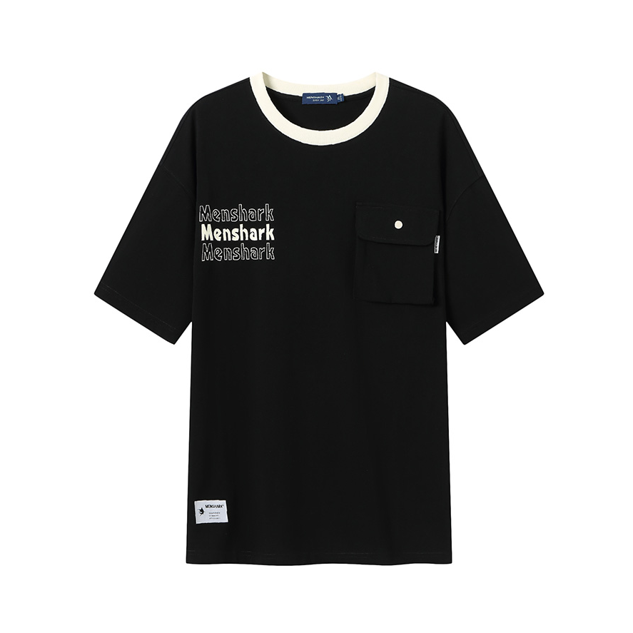 menshark 立体袋撞色印花短袖T恤 M21B01-053
