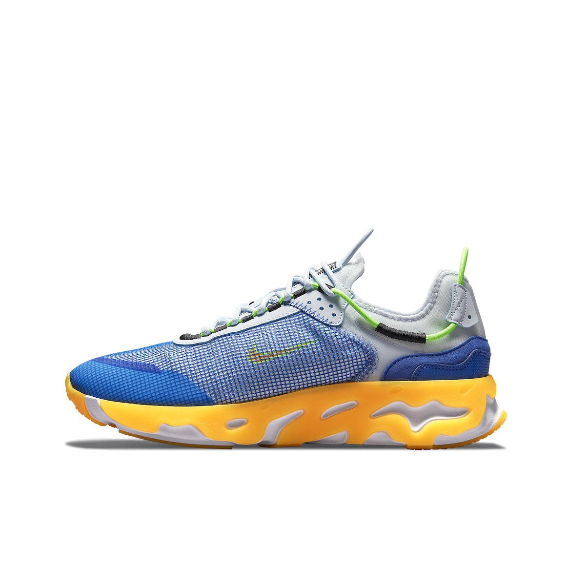 推荐商品：Nike React Live 跑鞋 防滑耐磨轻便透气缓震泡棉时尚运动训练织物合成革 足球灰/蓝色