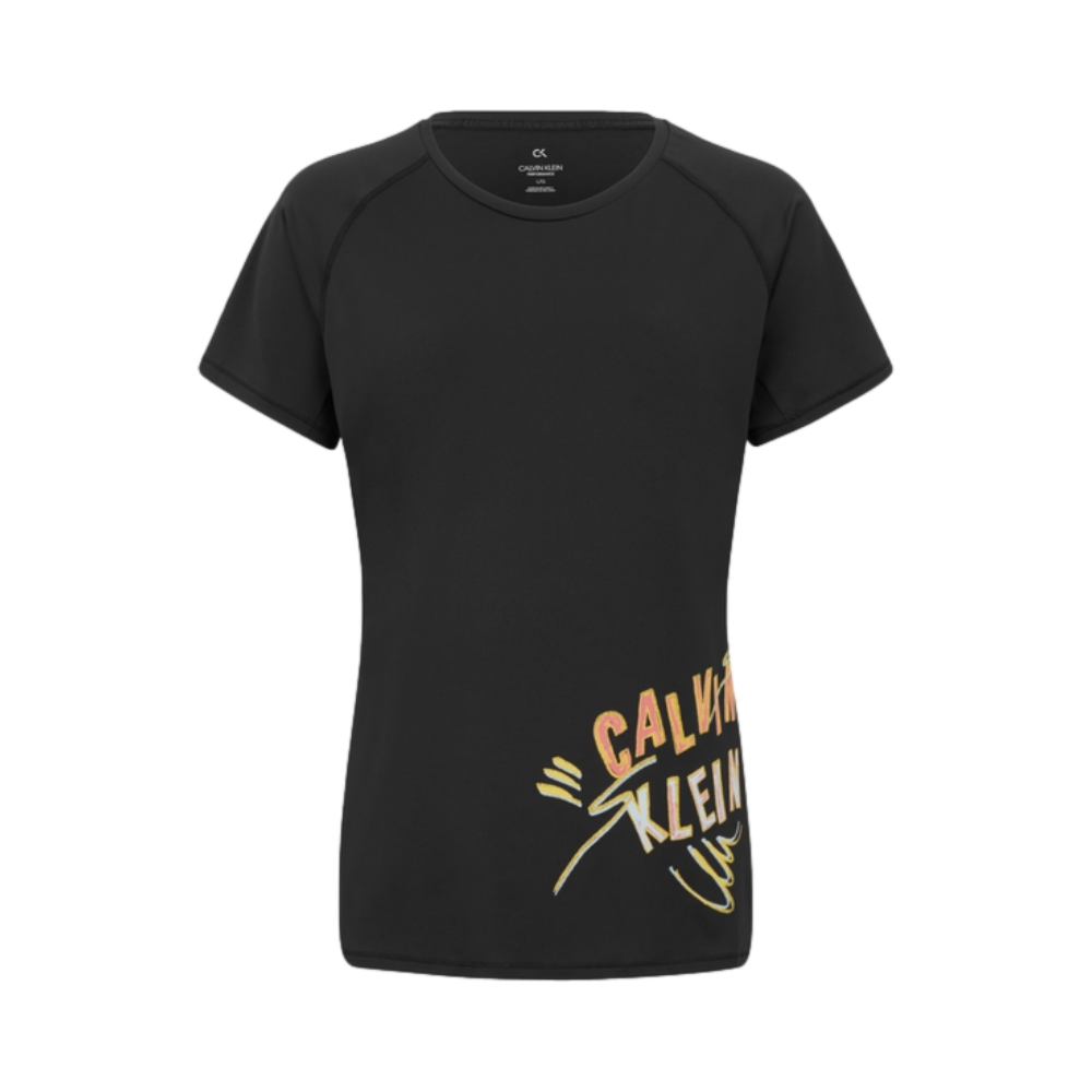 Calvin Klein 趣味涂鸦印花反光条圆领短袖T恤 女装 4WT1K180