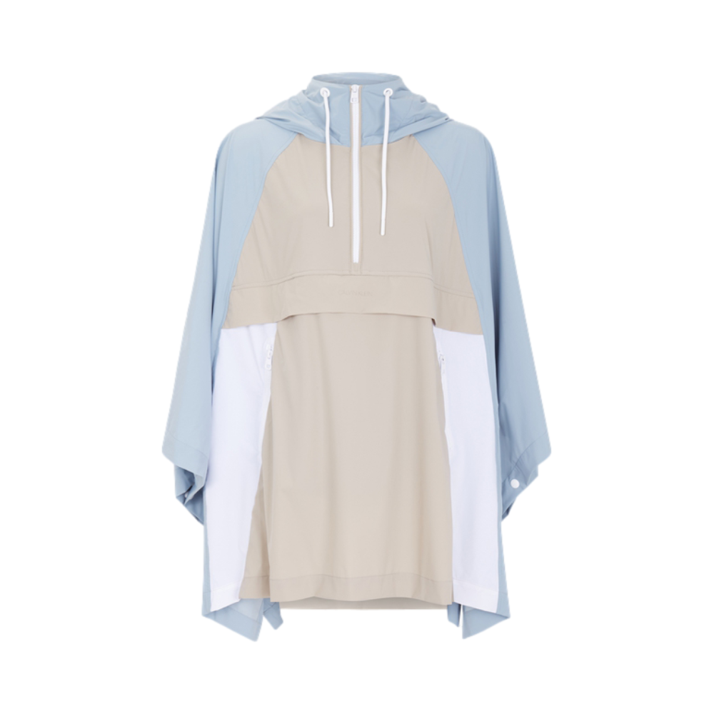 Calvin Klein 连帽拉链半门襟拼接中长款夹克 J217634