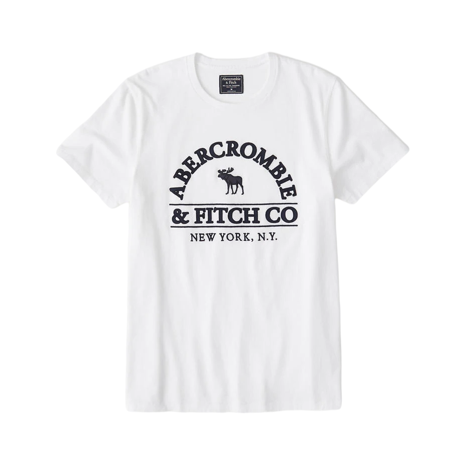 Abercrombie Fitch 贴布刺绣圆领短袖T恤 男女同款