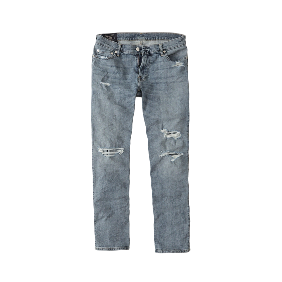 Abercrombie Fitch 修身破洞做旧弹力牛仔裤