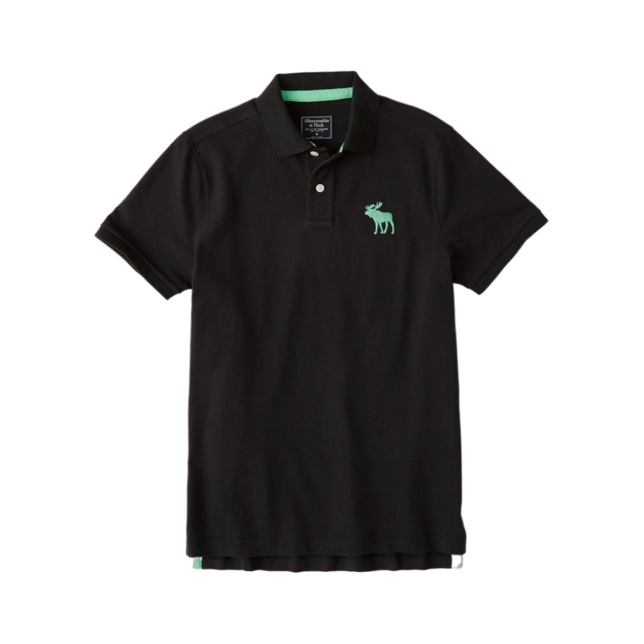 Abercrombie Fitch 纯色翻领珠地棉短袖Polo衫 男女同款