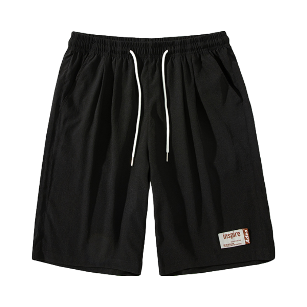 ALOZONE 纯色英文标签宽松休闲短裤 男女同款 023A-K991