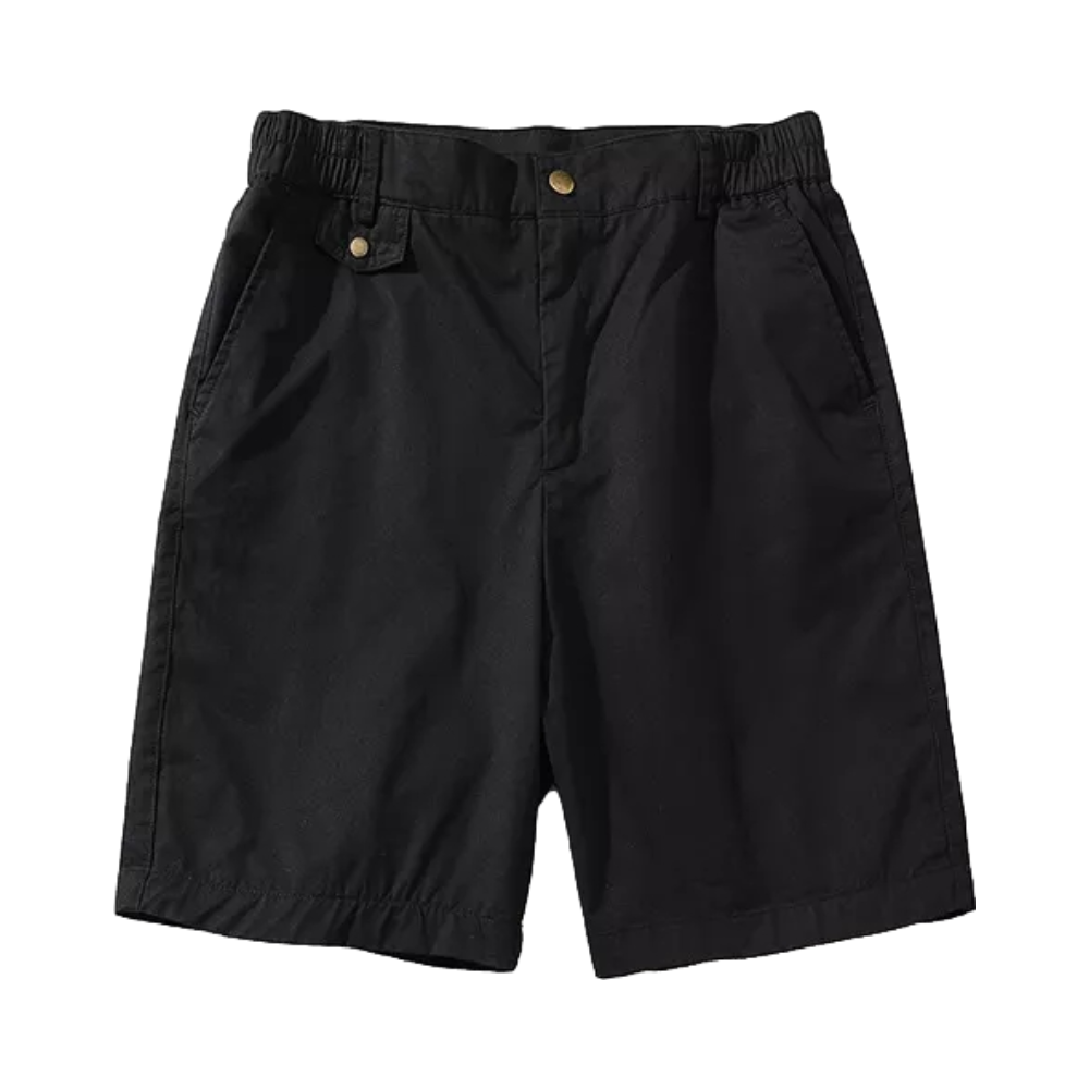 ALOZONE 纯色松紧带纽扣简约休闲短裤 男女同款 05A-KX2037