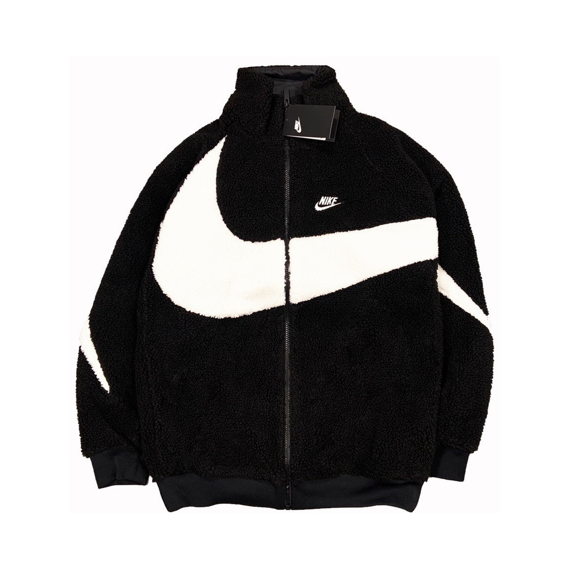 【海外限定】Nike 大钩子摇粒绒双面穿夹克外套 BQ6546 黑/白勾