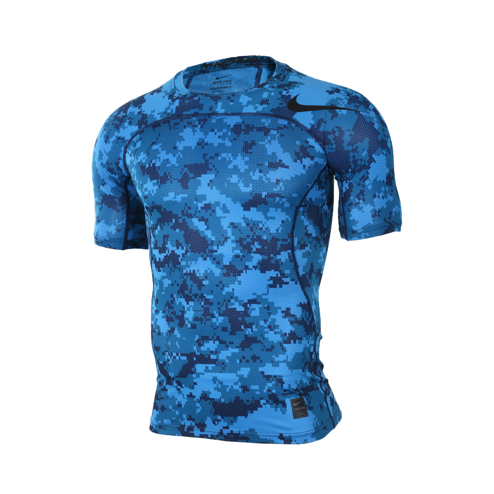 Nike PRO HyperCool迷彩健身速干透气圆领训练篮球短袖紧身衣 828177