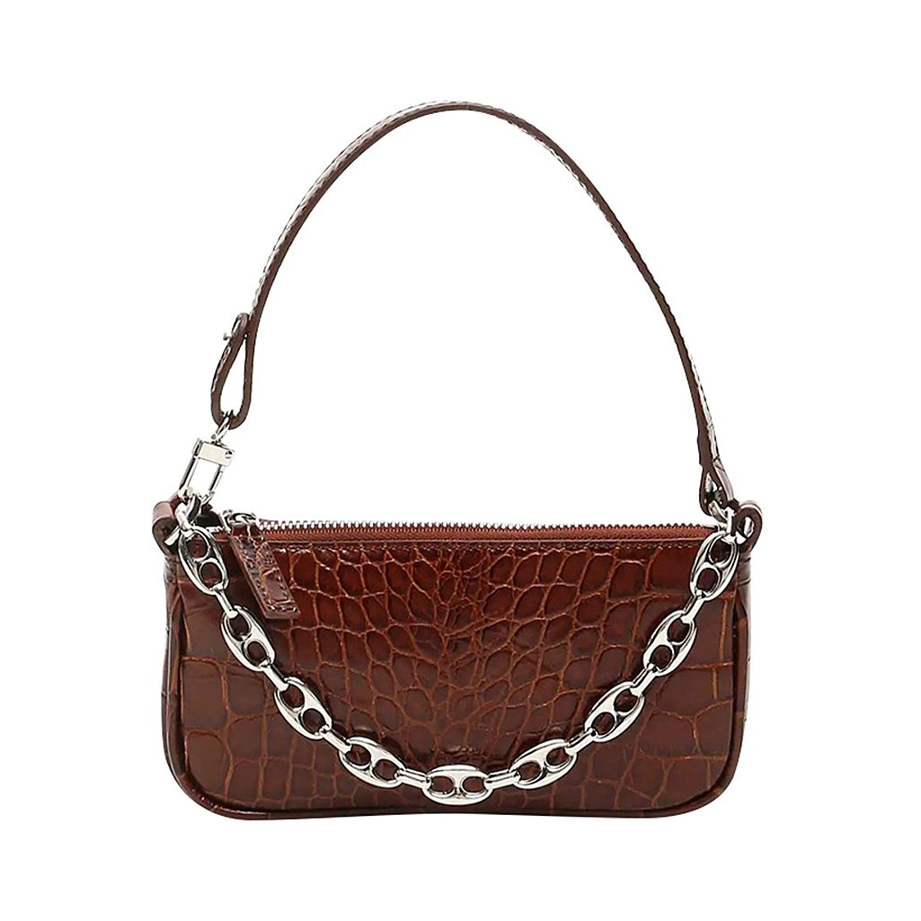 推荐商品：BY FAR Rachel系列 迷你 温柔复古鳄鱼纹链条法棍包手机包单肩手提包