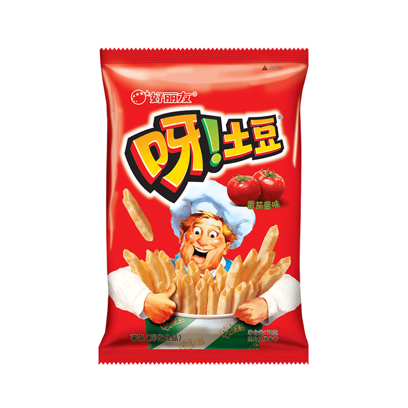 推荐商品：ORION/好丽友 呀!土豆薯条 70g 袋装 解馋吃货呀土豆追剧