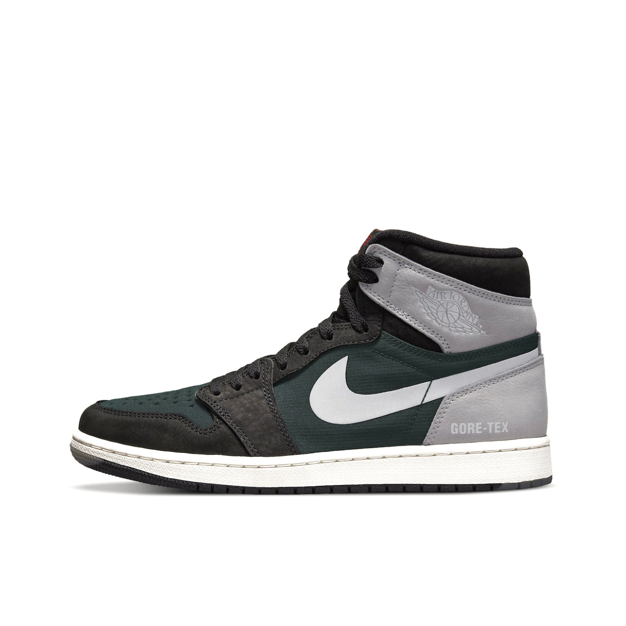 推荐商品：Air Jordan 1 板鞋 运动休闲鞋 复古潮流支撑合成革 Gore-Tex Black Particle Grey 高帮/深绿/黑色/灰色