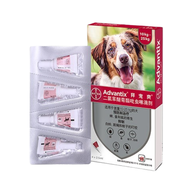 推荐商品：advantix/拜宠爽 体外驱虫滴剂 10-25kg狗狗用 去蜱虫跳蚤寄生虫虱子虫驱蚊