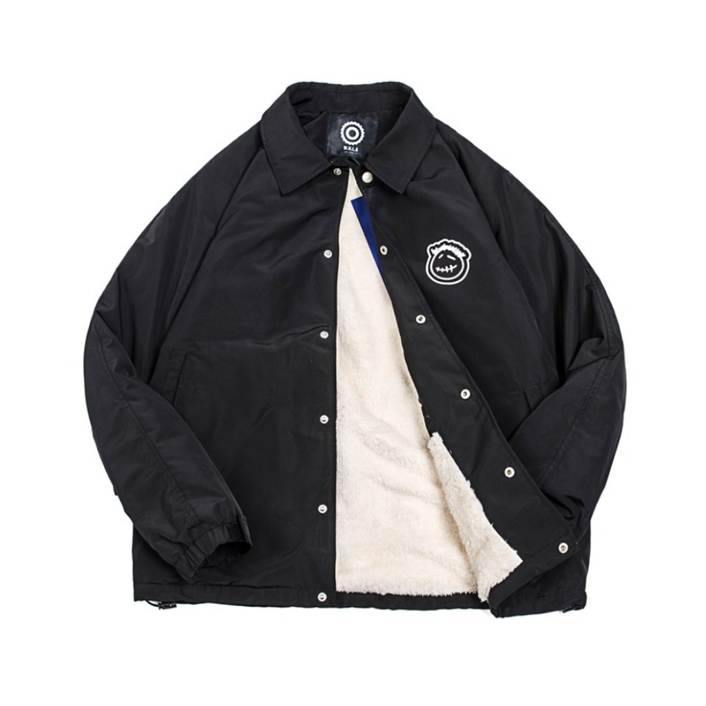 推荐商品：WOLA 笑脸日系复古夹克 男女同款 黑 加厚