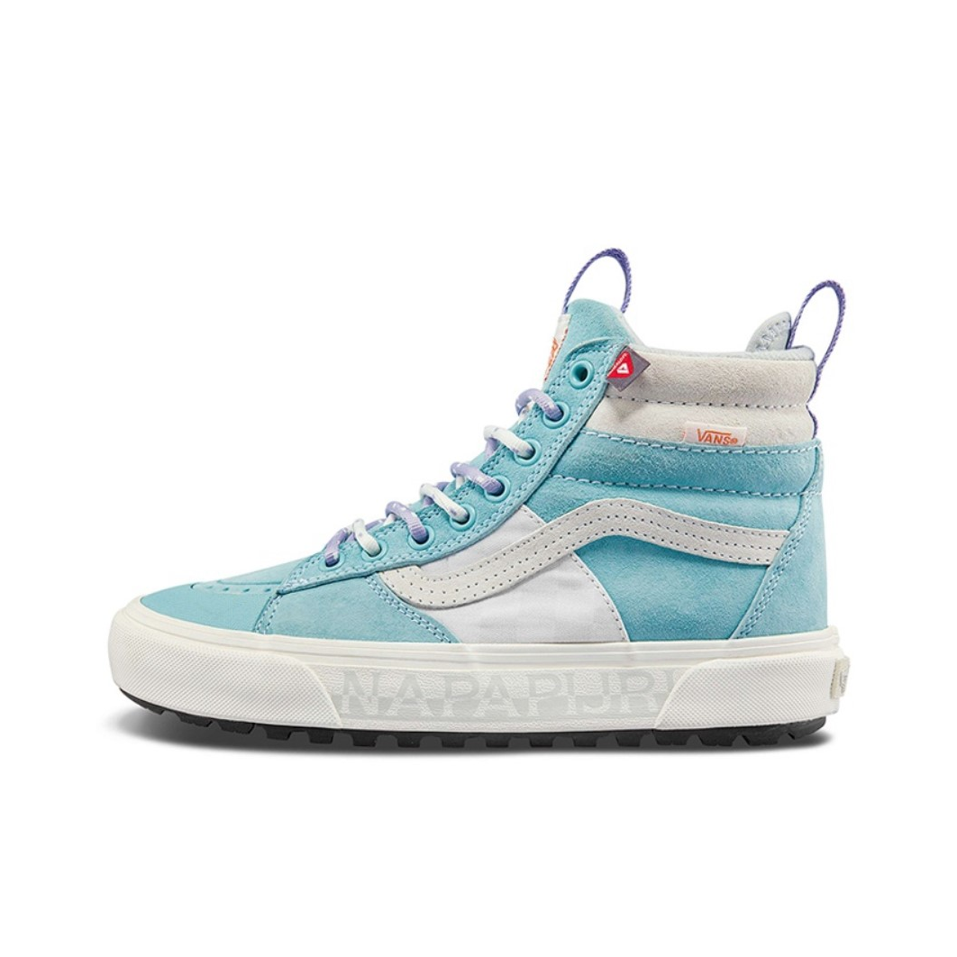推荐商品：Vans/范斯 SK8-Hi 板鞋 潮流经典拼接复古街头厚底 Napapijri联名/奶蓝色