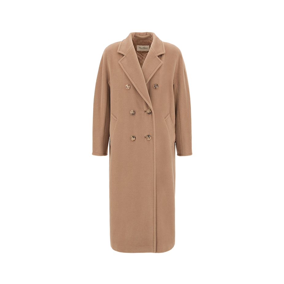 【张佳宁同款】MaxMara 101801Madame双排扣绵羊毛双面毛呢大衣翻领外套 女装 1018011906 驼