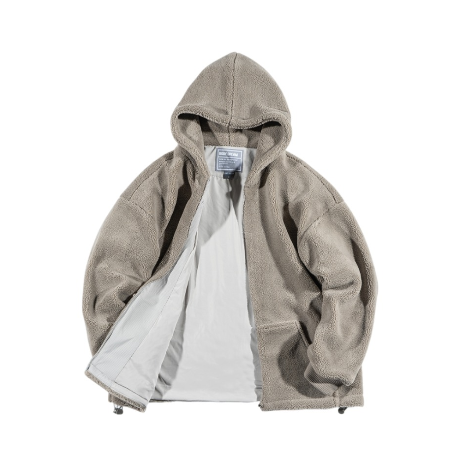 bodydream 羊羔绒加厚保暖拉链连帽开衫卫衣 男女同款 TM19D883