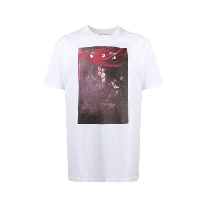 OFF-WHITE C/O VIRGIL ABLOH OW 宗教圣母图案印花短袖T恤 男女同款