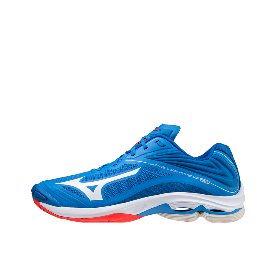 推荐商品：Mizuno/美津浓 Wave Lightning Z6 耐磨防滑 减震轻弹 专业比赛 舒适透气 百搭运动 排球鞋 蓝色/白色